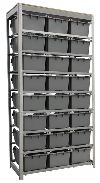 Gray 6-Tier Boltless Bin Storage System Garage Storage Rack (16 Plastic  Bins in 6 Tier)