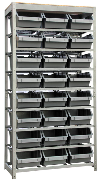 King's Rack Hanging Bin Rack Storage System Heavy Duty Steel Rack Organizer  Shelving Unit w/ 35 Plastic Bins in 8 tiers